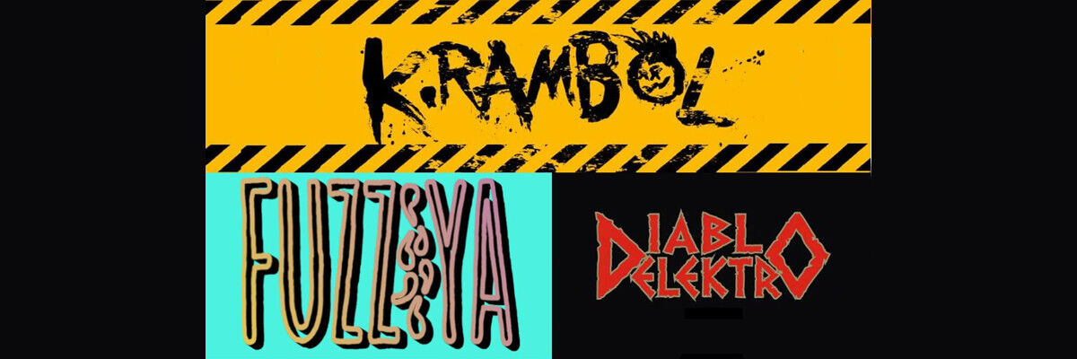 Typograficzne loga zespołów: Fuzz'Ya, Diablo Elektro, K.rambol -