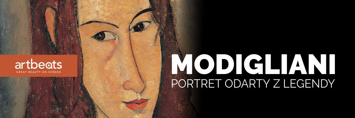 Typograficzna reklama filmu i portret pędzla Modiglianiego
