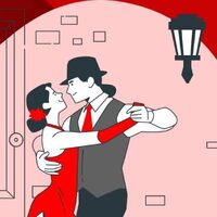 Rysunek, na którym para tańczy tango