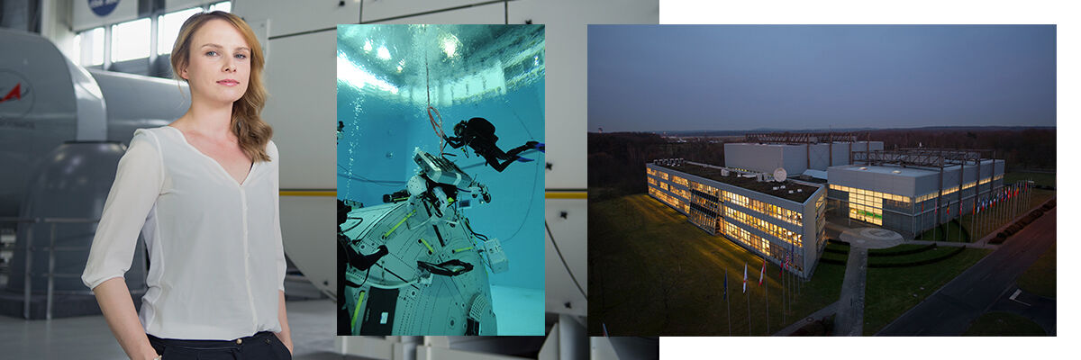 Naukowczyni Anna Fogtman i zdjęcia Siedziby Europejskiego Centrum Astronautów oraz podwodnego treningu dla astronautów