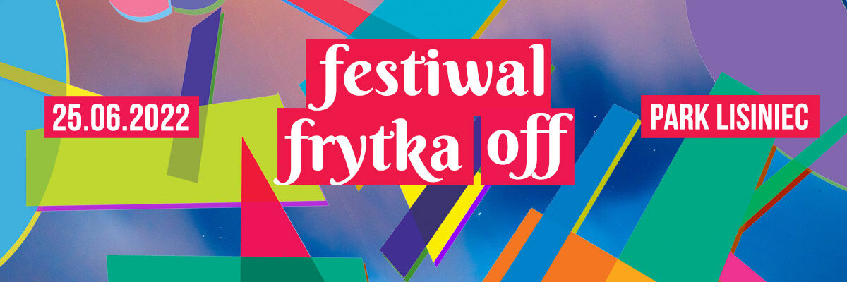 Typograficzna reklama festiwalu na kolorowym, kalejdoskopowym tle