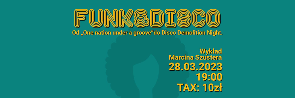 Napis "Funk&disco" na niebieskim tle