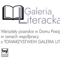Rysunek otwartej książki, a obok niej napis "Galeria Literacka" 