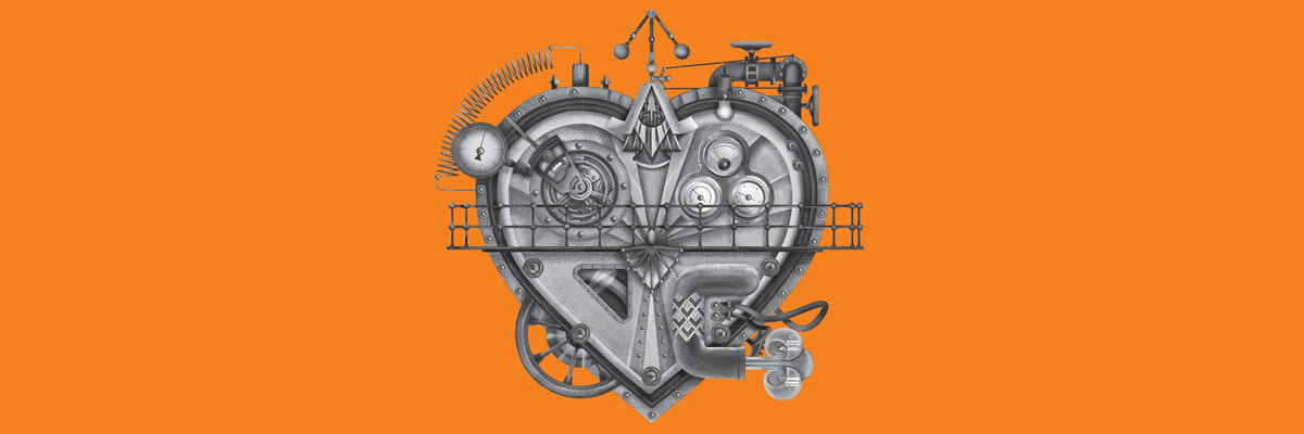 Logo Industriady - rysunkowe, mechaniczne serce
