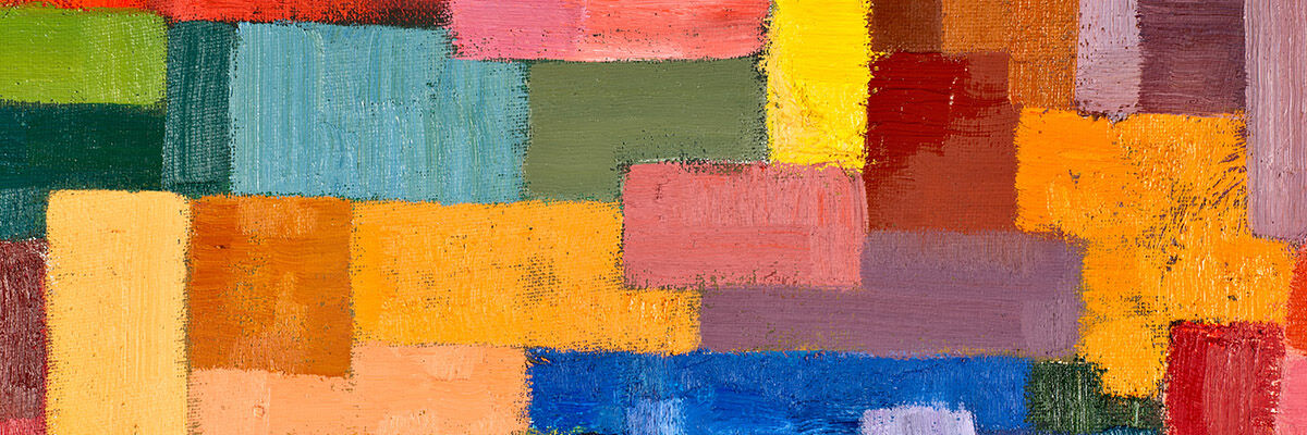 Zbiór kolorowych kwadratów namalowanych farbą